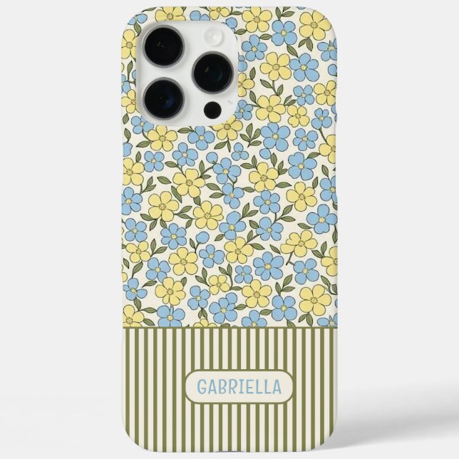 Custom Ditsy Floral Pajama Stripes Art Pattern Case-Mate iPhone Case (Back)