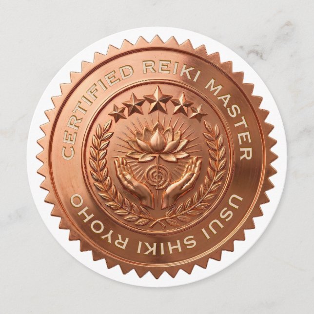 Custom DIY 3D Copper foil Reiki Master seal labels Invitation (Front)