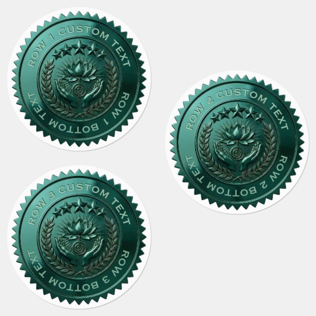 Custom DIY 3D Green foil Reiki Master seal sticker (Group)