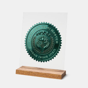 Custom DIY 3D Green foil Reiki Master seal sticker Acrylic Sign