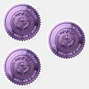 Custom DIY 3D Purple foil Reiki Master seal label