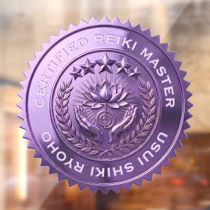 Custom DIY 3D Purple foil Reiki Master seal label Window Cling