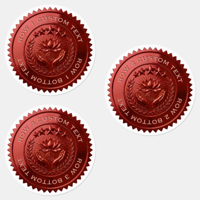 Custom DIY 3D Red foil Reiki Master seal stickers (Group)