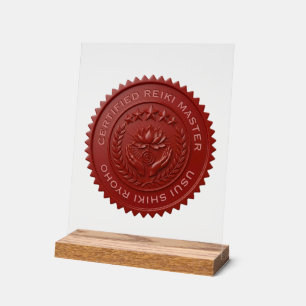Custom DIY 3D Red wax foil Reiki Master seal label Acrylic Sign