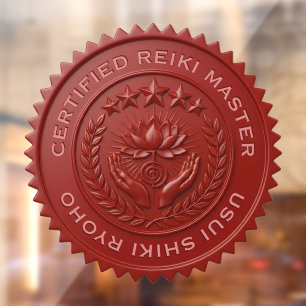 Custom DIY 3D Red wax foil Reiki Master seal label Window Cling