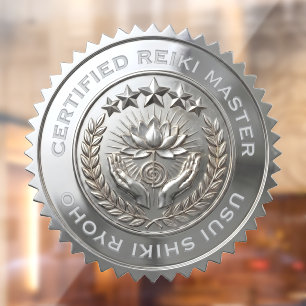 Custom DIY 3D Silver foil Reiki Master seal label Window Cling