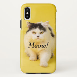 Custom DIY Adorable cute cat Meow chic yellow iPhone XS Case