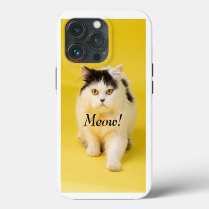 Custom DIY Adorable cute cat Meow chic yellow iPhone 13 Pro Case