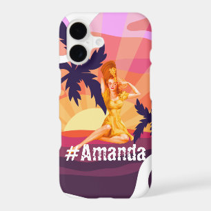 Custom DIY Monogrammed Vintage sunset lady purple