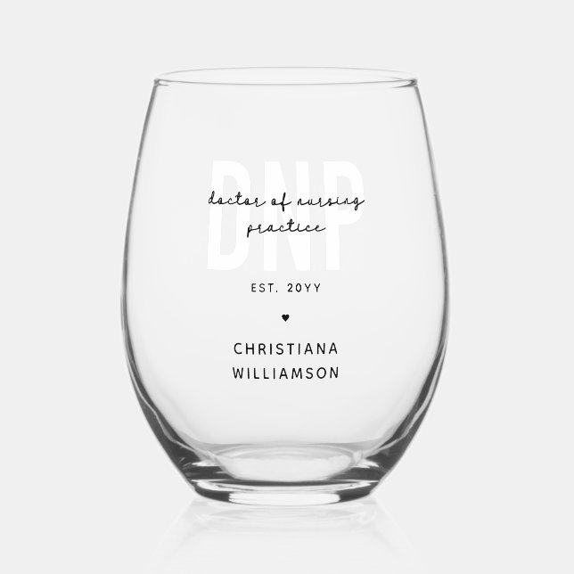 Custom DNP Doctor of Nursing Practice Graduation  Stemless Wine Glass (Front)