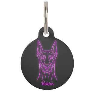 Custom Doberman Neon Glow Personalized Pet Tag