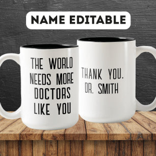 Custom Doctor Appreciation Gift – Thank You Two-Tone Coffee Mug