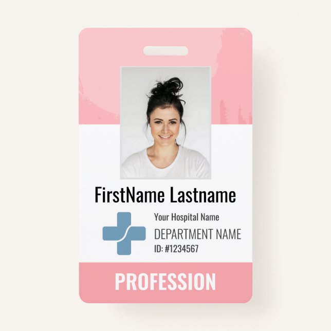 Custom Doctor, Nurse, Health Aide Photo ID ID Badge (Front)