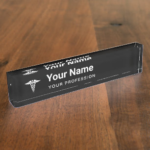 Custom Doctor Nurse Professional Cool Black Nameplate