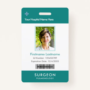 Custom Doctor Photo Logo Bar Code Name ID Badge