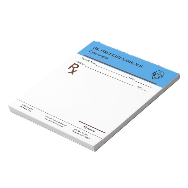 Custom Doctor Prescription Notepad Editable RX Pad (Rotated)