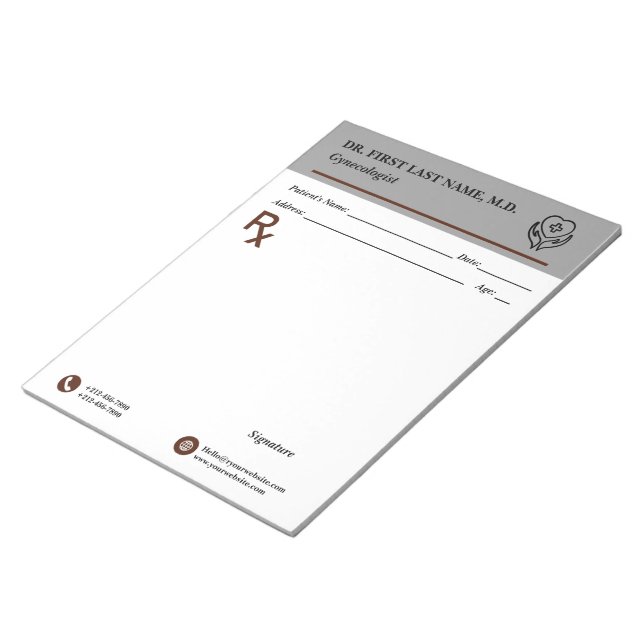Custom Doctor Prescription Notepad Editable RX Pad (Angled)