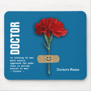 Custom Doctor's Name Red Carnation Gift Mouse Mat