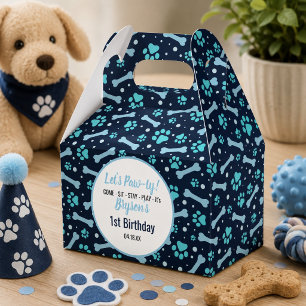 Custom Dog Birthday Blue Paw Print Puppy Pet Favour Box