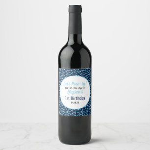Custom Dog Birthday Blue Paw Print Puppy Pet Wine Label