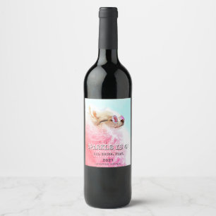 Custom Dog Birthday Photo Text Pet Star Wine Label