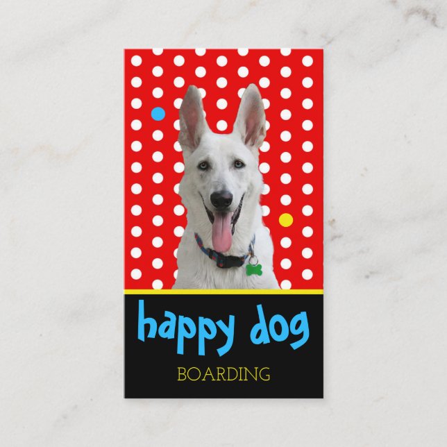 Custom Dog Boarding Happy Dog Photo Kennel Business Card (Front)