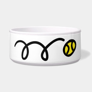 Custom dog bowl with tennis ball design