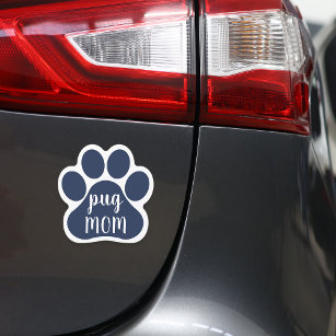 Custom Dog Breed Pug Mom Pawprint Car Magnet