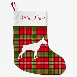 Custom Dog Breed Red & Green Plaid Small Christmas Stocking