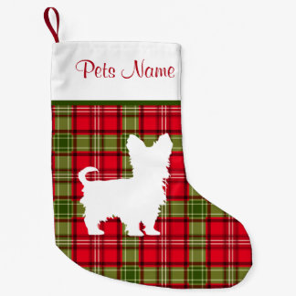 Custom Dog Breed Red & Green Plaid Small Christmas Stocking