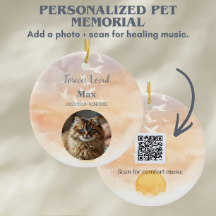 Custom Dog & Cat Loss Keepsake with Music Playlist Ceramic Tree Decoration
