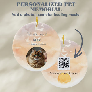 Custom Dog & Cat Loss Keepsake with Music Playlist Ceramic Tree Decoration