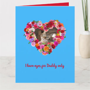 Custom Dog, Cat, Pet Photo Father's Day Rose Heart Card