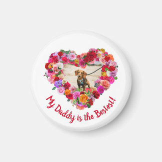 Custom Dog, Cat, Pet Photo Father's Day Rose Heart Magnet