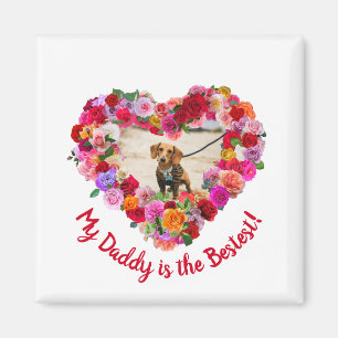 Custom Dog, Cat, Pet Photo Father's Day Rose Heart Magnet