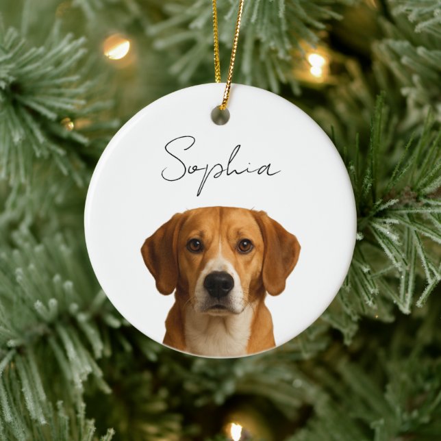 Custom Dog Christmas | Personalised Pet Photo  Ceramic Tree Decoration (Tree)