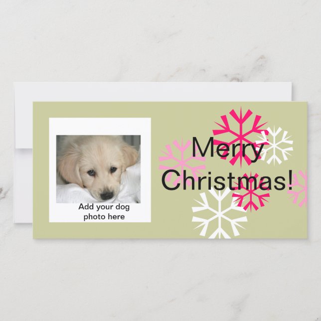 Custom Dog Christmas Photo Cards Pink Sage (Front)