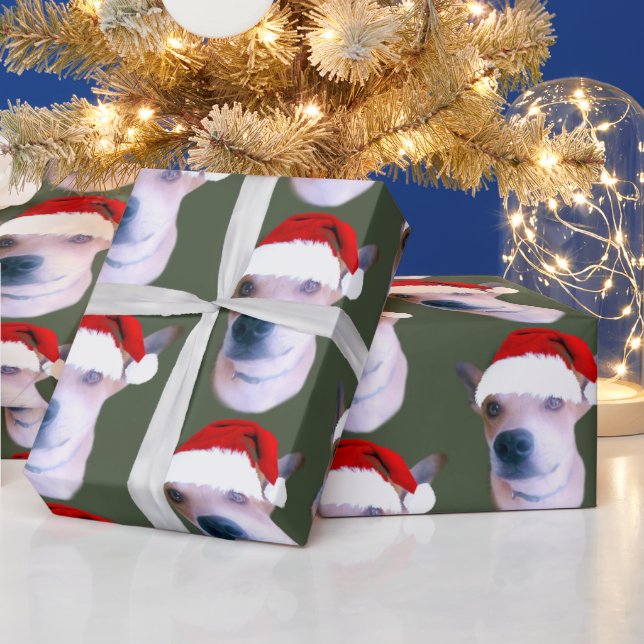 Custom Dog Christmas Photo Wrapping Paper (Holidays)