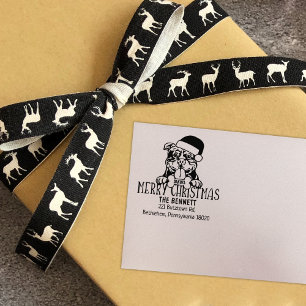 Custom Dog Christmas Return Address Rubber Stamp