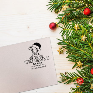 Custom Dog Christmas Return Address Rubber Stamp