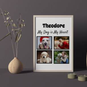 Custom dog collage - with four photos poster