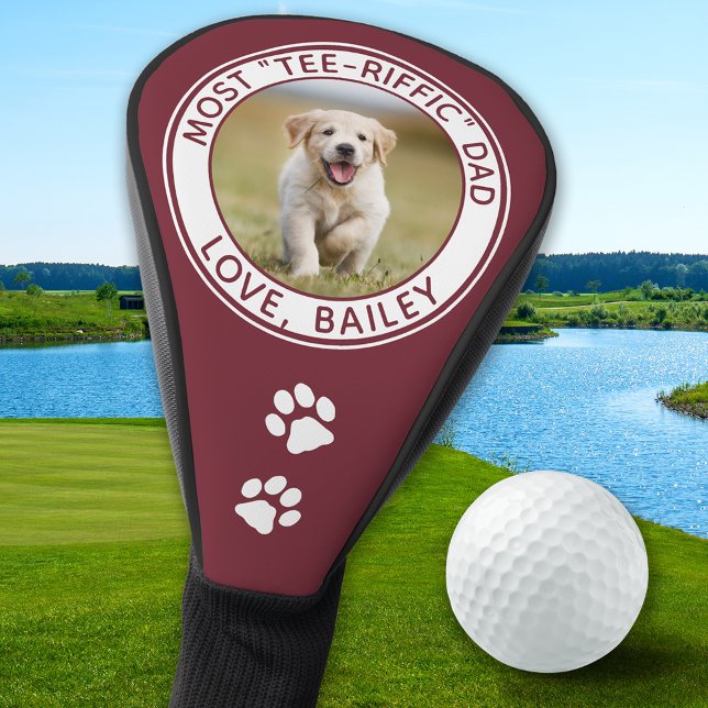 Custom Dog Dad Best Red Photo Golf Head Cover (Creator Uploaded)