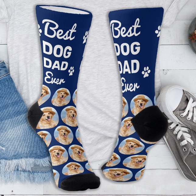 Custom DOG DAD Personalised Fun Pattern Pet Photo Socks (Creator Uploaded)