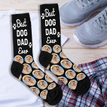 Custom DOG DAD Personalised Pattern Pet Photo Crew Socks<br><div class="desc">Best Dog Dad Ever! Surprise the dog lover whether its a birthday, Fathers day or Christmas with these super cute pet photo all over print socks. They'll be a favourite of all dog lovers, and dog dads. Customise these dog photo socks with your pups favourite photo. COPYRIGHT © 2022 Judy...</div>