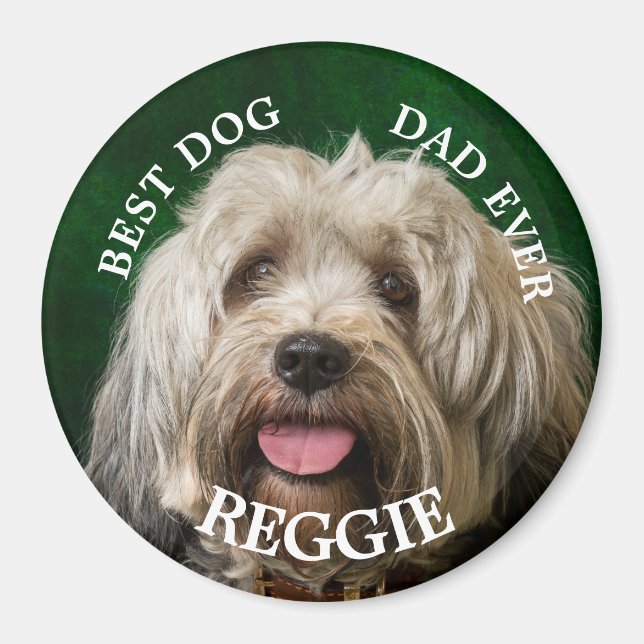 Custom Dog Dad Tibetan Terrier Keychain Magnet (Front)