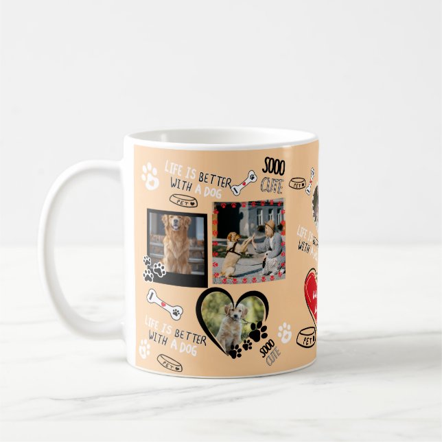 Custom Dog Face Mug, Personalised Dog Photo Coffee Mug (Left)