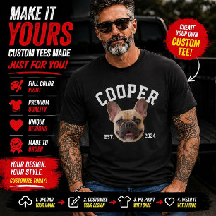Custom Dog Face & Name, pet Photo Tee, Dog Dad Mum T-Shirt
