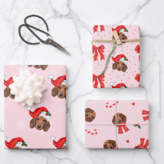 Custom Dog Face Photo Santa Hat Christmas Print Wrapping Paper Sheet