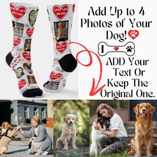 Custom Dog Face Socks, Personalised Dog Photo Socks (World's Best Dog Mom SOCKS, DOG LOVER SOCKS)