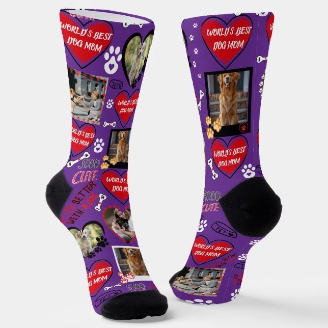 Custom Dog Face Socks, Personalised Dog Photo Socks (Angled)